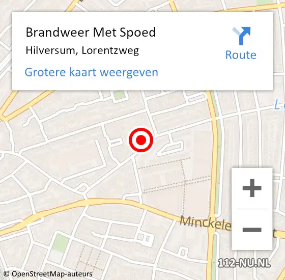 Locatie op kaart van de 112 melding: Brandweer Met Spoed Naar Hilversum, Lorentzweg op 28 oktober 2024 16:09