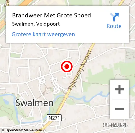 Locatie op kaart van de 112 melding: Brandweer Met Grote Spoed Naar Swalmen, Veldpoort op 28 oktober 2024 16:09