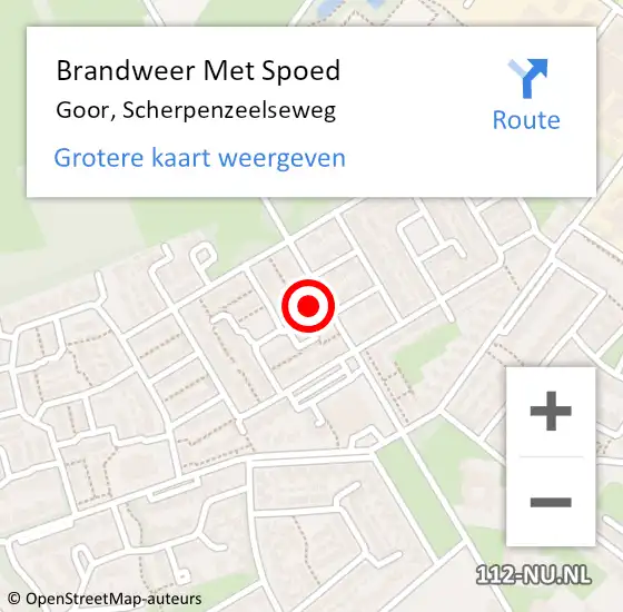 Locatie op kaart van de 112 melding: Brandweer Met Spoed Naar Goor, Scherpenzeelseweg op 28 oktober 2024 16:15