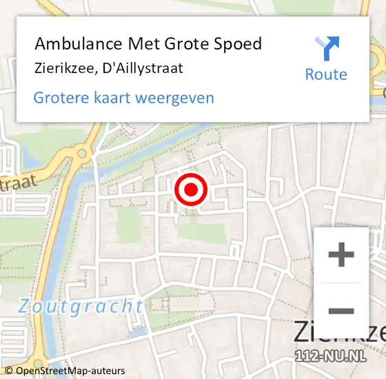 Locatie op kaart van de 112 melding: Ambulance Met Grote Spoed Naar Zierikzee, D'Aillystraat op 18 oktober 2013 16:53