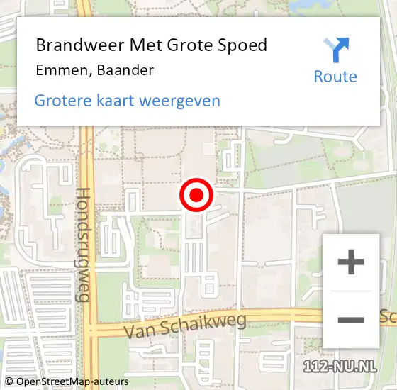 Locatie op kaart van de 112 melding: Brandweer Met Grote Spoed Naar Emmen, Baander op 28 oktober 2024 17:00