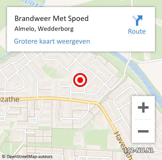 Locatie op kaart van de 112 melding: Brandweer Met Spoed Naar Almelo, Wedderborg op 28 oktober 2024 17:02