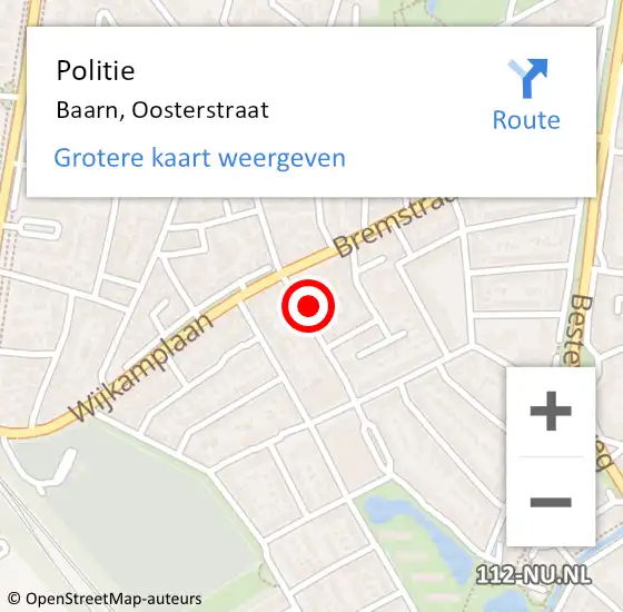 Locatie op kaart van de 112 melding: Politie Baarn, Oosterstraat op 28 oktober 2024 17:05