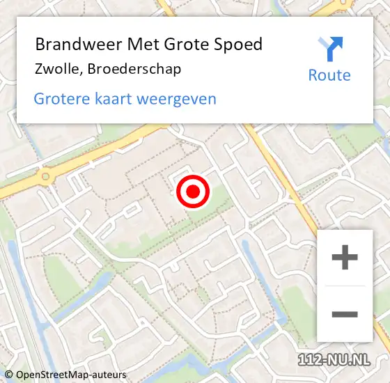 Locatie op kaart van de 112 melding: Brandweer Met Grote Spoed Naar Zwolle, Broederschap op 28 oktober 2024 17:17