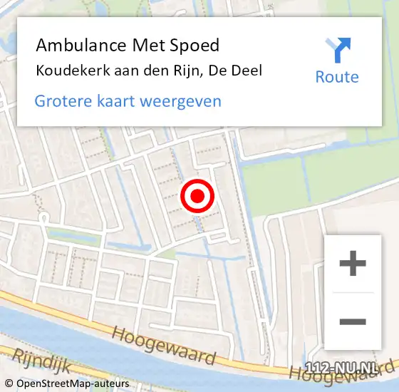 Locatie op kaart van de 112 melding: Ambulance Met Spoed Naar Koudekerk aan den Rijn, De Deel op 28 oktober 2024 17:18