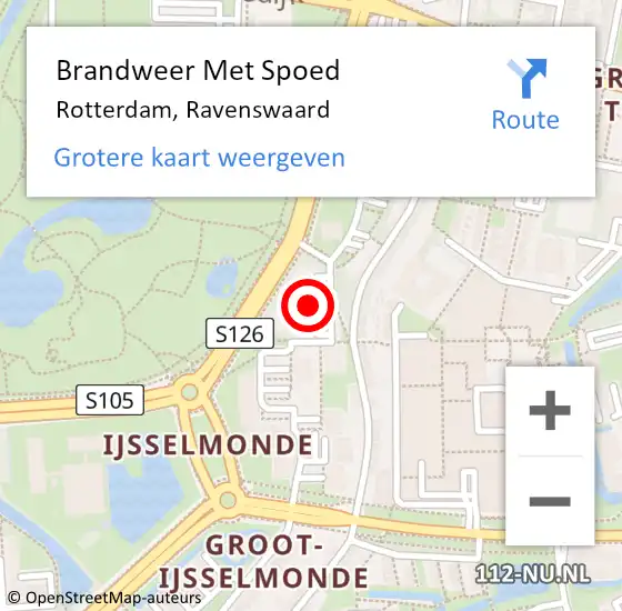 Locatie op kaart van de 112 melding: Brandweer Met Spoed Naar Rotterdam, Ravenswaard op 28 oktober 2024 17:37