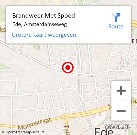 Locatie op kaart van de 112 melding: Brandweer Met Spoed Naar Ede, Amsterdamseweg op 28 oktober 2024 17:41