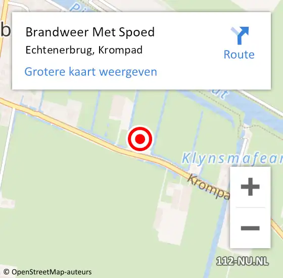 Locatie op kaart van de 112 melding: Brandweer Met Spoed Naar Echtenerbrug, Krompad op 28 oktober 2024 17:46