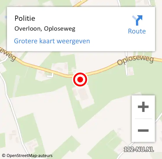 Locatie op kaart van de 112 melding: Politie Overloon, Oploseweg op 28 oktober 2024 17:46