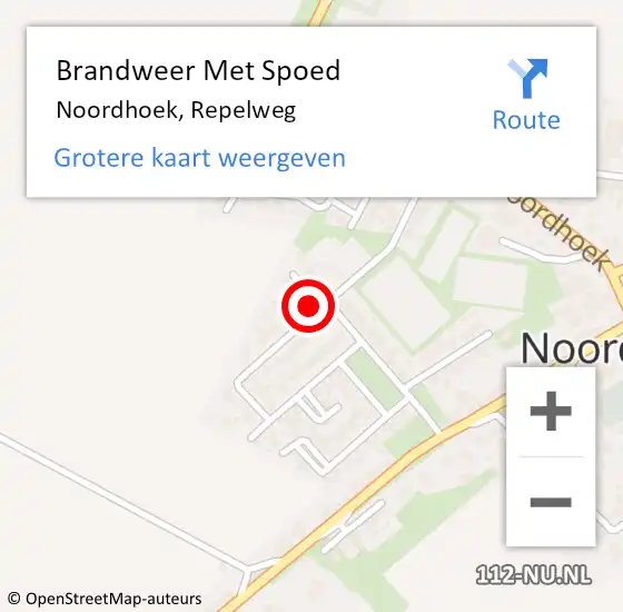 Locatie op kaart van de 112 melding: Brandweer Met Spoed Naar Noordhoek, Repelweg op 28 oktober 2024 17:48