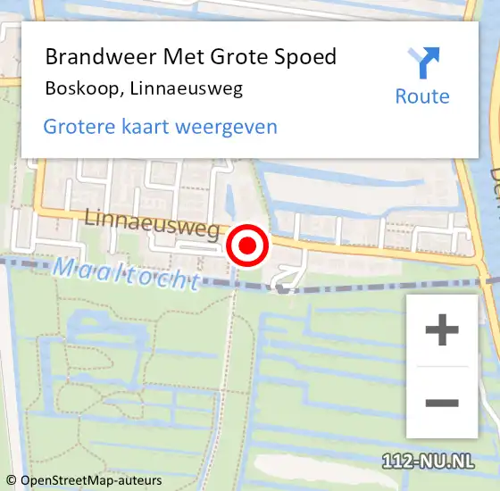 Locatie op kaart van de 112 melding: Brandweer Met Grote Spoed Naar Boskoop, Linnaeusweg op 28 oktober 2024 17:52