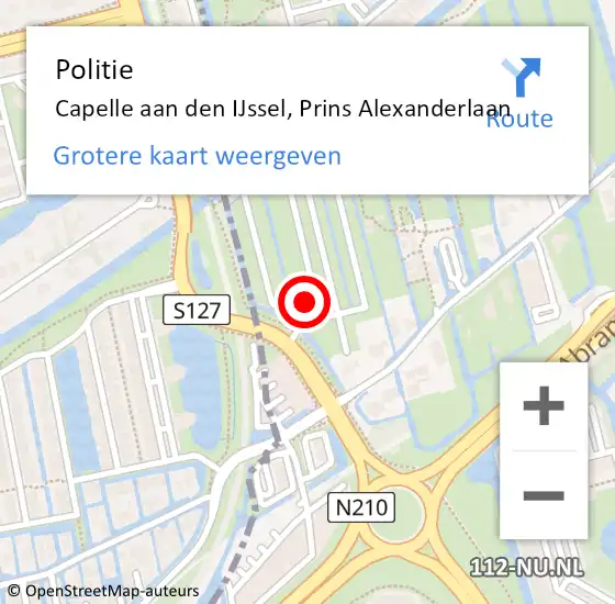 Locatie op kaart van de 112 melding: Politie Capelle aan den IJssel, Prins Alexanderlaan op 28 oktober 2024 17:57