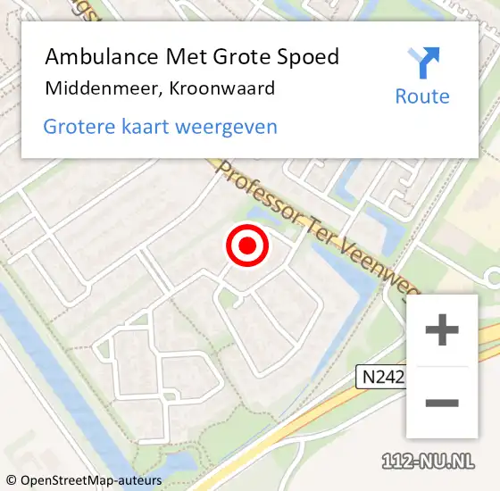 Locatie op kaart van de 112 melding: Ambulance Met Grote Spoed Naar Middenmeer, Kroonwaard op 28 oktober 2024 18:14