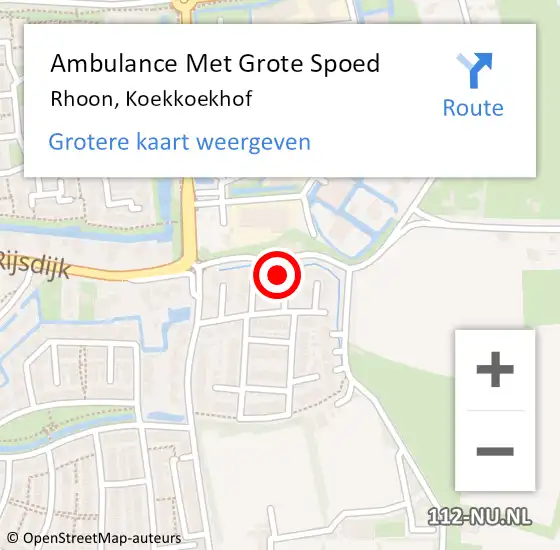 Locatie op kaart van de 112 melding: Ambulance Met Grote Spoed Naar Rhoon, Koekkoekhof op 28 oktober 2024 18:22