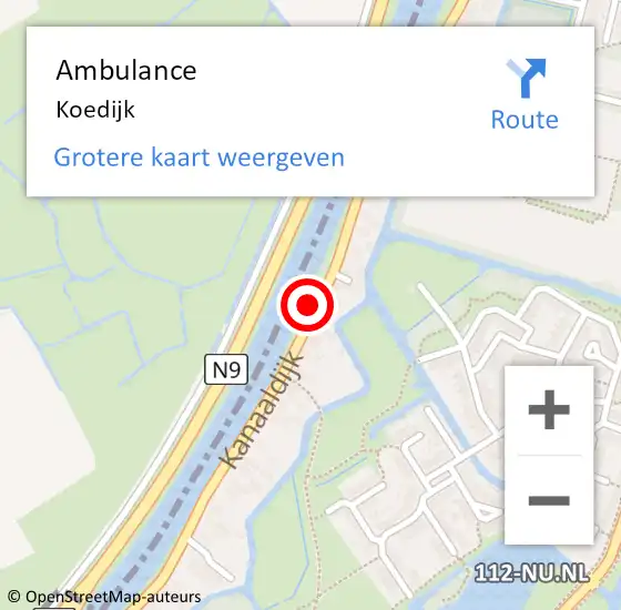 Locatie op kaart van de 112 melding: Ambulance Koedijk op 28 oktober 2024 18:31