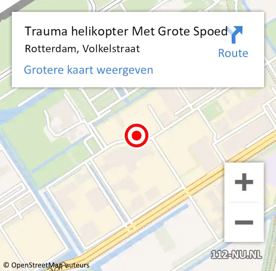 Locatie op kaart van de 112 melding: Trauma helikopter Met Grote Spoed Naar Rotterdam, Volkelstraat op 28 oktober 2024 18:40