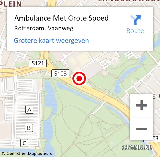 Locatie op kaart van de 112 melding: Ambulance Met Grote Spoed Naar Rotterdam, Vaanweg op 28 oktober 2024 19:04