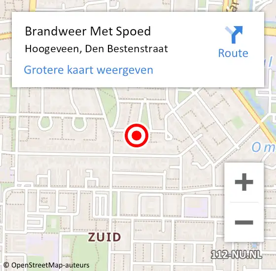 Locatie op kaart van de 112 melding: Brandweer Met Spoed Naar Hoogeveen, Den Bestenstraat op 28 oktober 2024 19:59