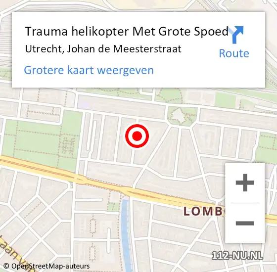 Locatie op kaart van de 112 melding: Trauma helikopter Met Grote Spoed Naar Utrecht, Johan de Meesterstraat op 28 oktober 2024 20:11