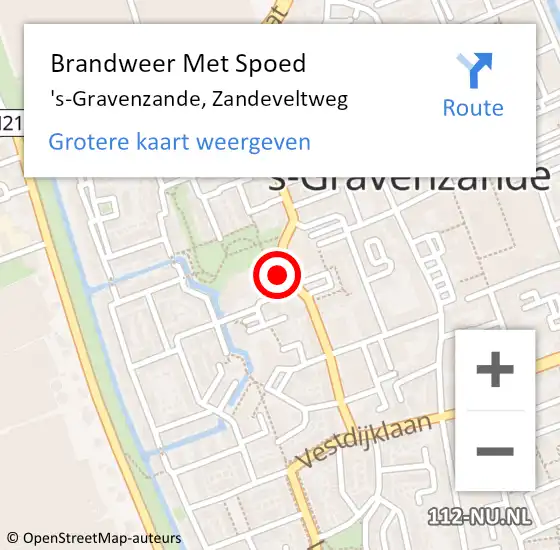 Locatie op kaart van de 112 melding: Brandweer Met Spoed Naar 's-Gravenzande, Zandeveltweg op 28 oktober 2024 20:11