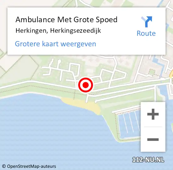 Locatie op kaart van de 112 melding: Ambulance Met Grote Spoed Naar Herkingen, Herkingsezeedijk op 28 oktober 2024 20:19