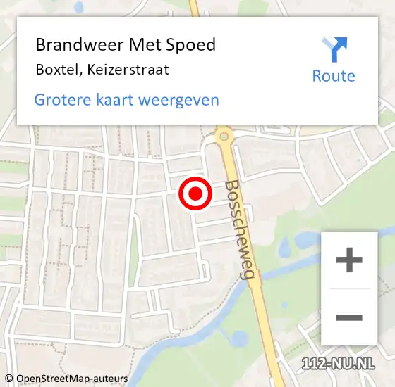 Locatie op kaart van de 112 melding: Brandweer Met Spoed Naar Boxtel, Keizerstraat op 28 oktober 2024 20:36