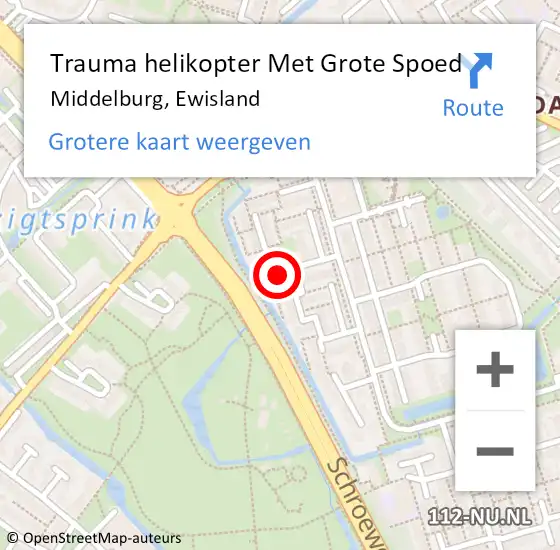 Locatie op kaart van de 112 melding: Trauma helikopter Met Grote Spoed Naar Middelburg, Ewisland op 28 oktober 2024 20:47