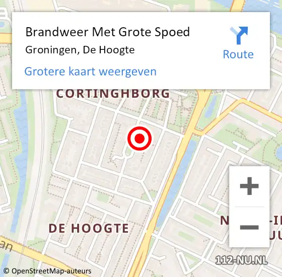 Locatie op kaart van de 112 melding: Brandweer Met Grote Spoed Naar Groningen, De Hoogte op 28 oktober 2024 21:17