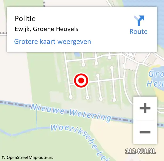 Locatie op kaart van de 112 melding: Politie Ewijk, Groene Heuvels op 28 oktober 2024 21:25