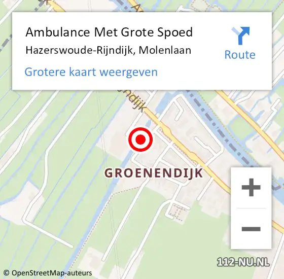 Locatie op kaart van de 112 melding: Ambulance Met Grote Spoed Naar Hazerswoude-Rijndijk, Molenlaan op 28 oktober 2024 21:34