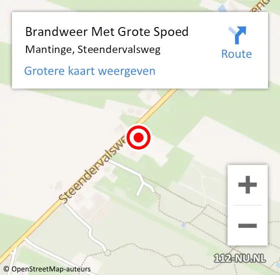 Locatie op kaart van de 112 melding: Brandweer Met Grote Spoed Naar Mantinge, Steendervalsweg op 28 oktober 2024 21:42