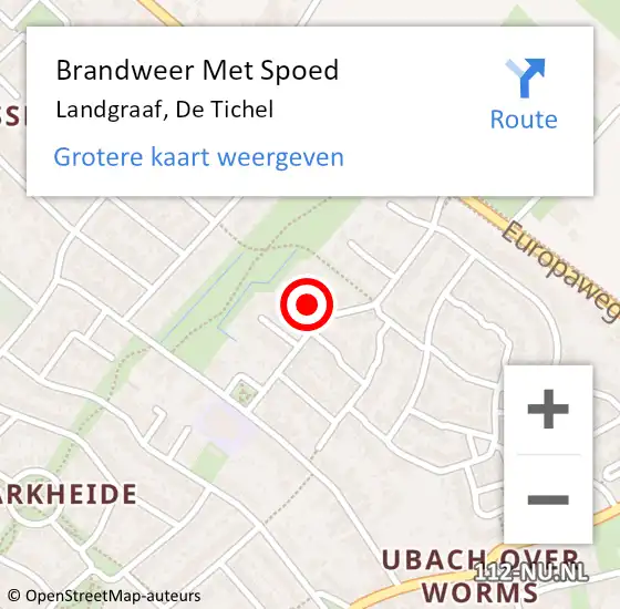 Locatie op kaart van de 112 melding: Brandweer Met Spoed Naar Landgraaf, De Tichel op 28 oktober 2024 21:43