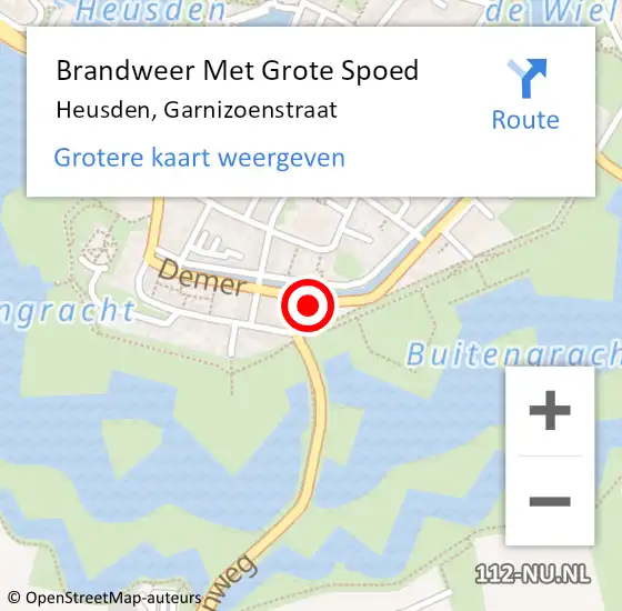 Locatie op kaart van de 112 melding: Brandweer Met Grote Spoed Naar Heusden, Garnizoenstraat op 28 oktober 2024 21:52