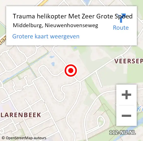 Locatie op kaart van de 112 melding: Trauma helikopter Met Zeer Grote Spoed Naar Middelburg, Nieuwenhovenseweg op 28 oktober 2024 21:59