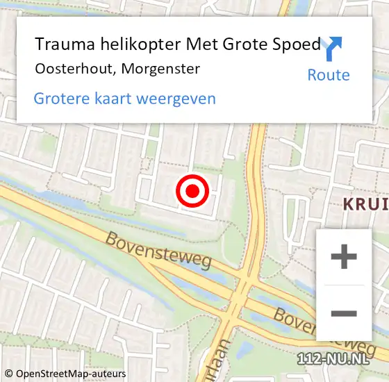 Locatie op kaart van de 112 melding: Trauma helikopter Met Grote Spoed Naar Oosterhout, Morgenster op 28 oktober 2024 22:04