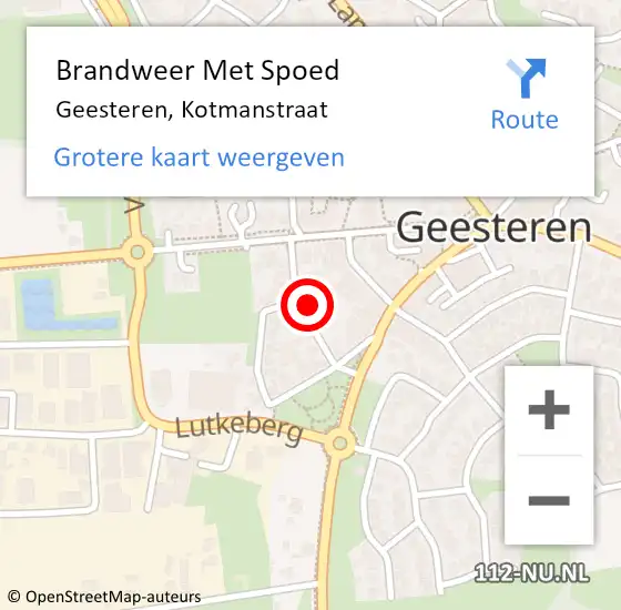 Locatie op kaart van de 112 melding: Brandweer Met Spoed Naar Geesteren, Kotmanstraat op 28 oktober 2024 22:18