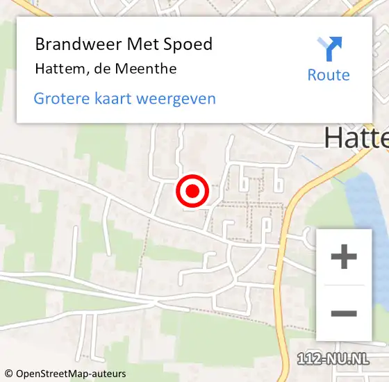 Locatie op kaart van de 112 melding: Brandweer Met Spoed Naar Hattem, de Meenthe op 28 oktober 2024 22:36