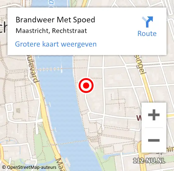 Locatie op kaart van de 112 melding: Brandweer Met Spoed Naar Maastricht, Rechtstraat op 28 oktober 2024 22:41