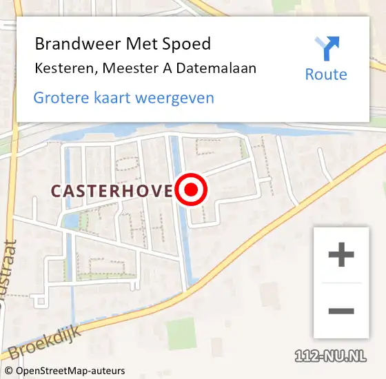 Locatie op kaart van de 112 melding: Brandweer Met Spoed Naar Kesteren, Meester A Datemalaan op 28 oktober 2024 23:14