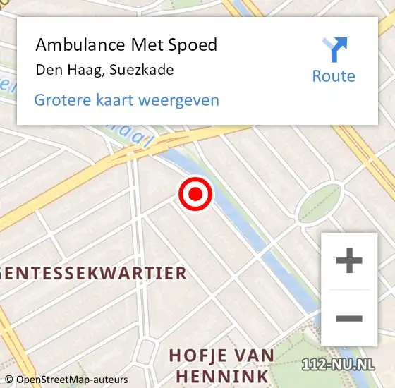 Locatie op kaart van de 112 melding: Ambulance Met Spoed Naar Den Haag, Suezkade op 28 oktober 2024 23:27