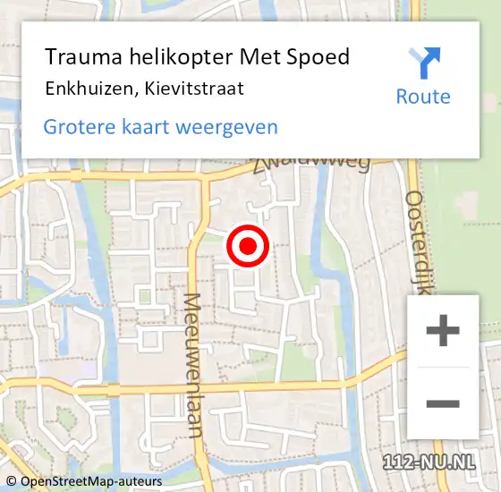 Locatie op kaart van de 112 melding: Trauma helikopter Met Spoed Naar Enkhuizen, Kievitstraat op 28 oktober 2024 23:28