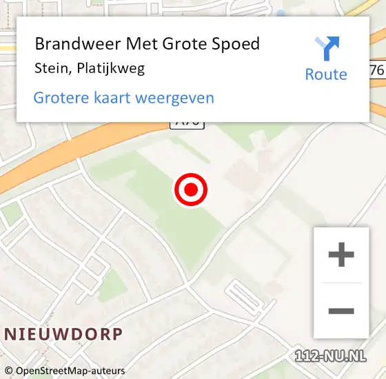 Locatie op kaart van de 112 melding: Brandweer Met Grote Spoed Naar Stein, Platijkweg op 28 oktober 2024 23:39