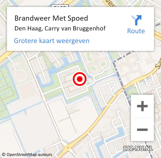 Locatie op kaart van de 112 melding: Brandweer Met Spoed Naar Den Haag, Carry van Bruggenhof op 29 oktober 2024 00:09