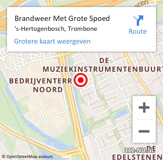 Locatie op kaart van de 112 melding: Brandweer Met Grote Spoed Naar 's-Hertogenbosch, Trombone op 29 oktober 2024 00:13