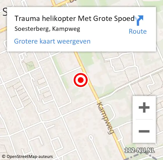 Locatie op kaart van de 112 melding: Trauma helikopter Met Grote Spoed Naar Soesterberg, Kampweg op 29 oktober 2024 01:44