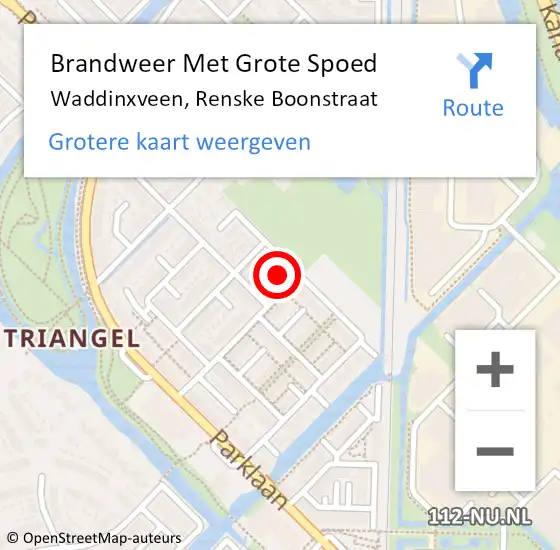 Locatie op kaart van de 112 melding: Brandweer Met Grote Spoed Naar Waddinxveen, Renske Boonstraat op 29 oktober 2024 02:02