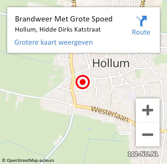 Locatie op kaart van de 112 melding: Brandweer Met Grote Spoed Naar Hollum, Hidde Dirks Katstraat op 29 oktober 2024 02:12