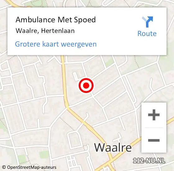 Locatie op kaart van de 112 melding: Ambulance Met Spoed Naar Waalre, Hertenlaan op 25 oktober 2014 03:39