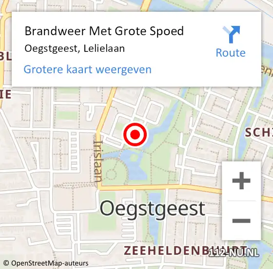 Locatie op kaart van de 112 melding: Brandweer Met Grote Spoed Naar Oegstgeest, Lelielaan op 29 oktober 2024 03:37