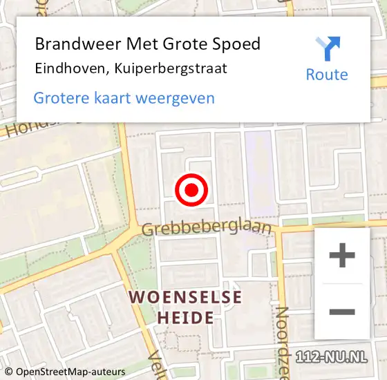 Locatie op kaart van de 112 melding: Brandweer Met Grote Spoed Naar Eindhoven, Kuiperbergstraat op 29 oktober 2024 03:43